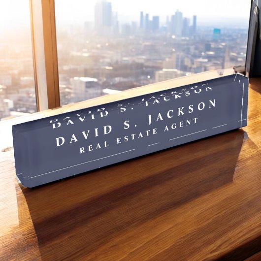 Navy Blue White Modern Elegant Professional Classy Naambordje