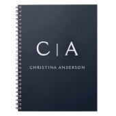 Navy Blue White Modern Elegant Professional Classy Notitieboek (Voorkant)