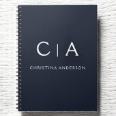 Navy Blue White Modern Elegant Professional Classy Notitieboek