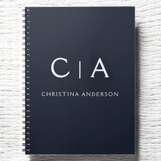 Navy Blue White Modern Elegant Professional Classy Notitieboek
