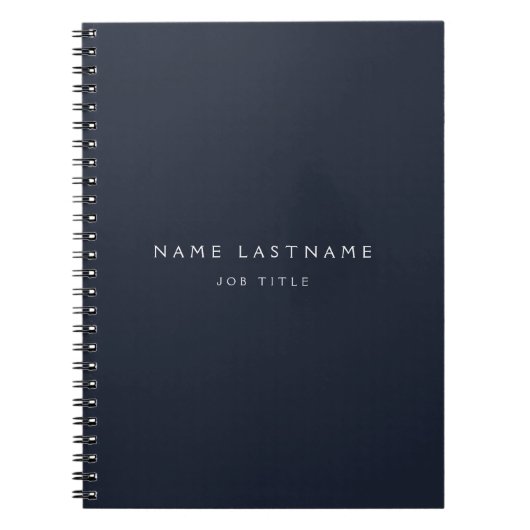 Navy Blue White Modern Elegant Professional Classy Notitieboek (Voorkant)