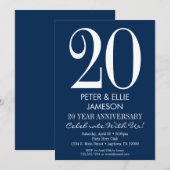 Navy Blue White Modern Jubileum Kaart (Voorkant / Achterkant)