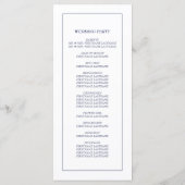 Navy Blue White Modern minimalist Wedding Programmakaart (Achterkant)