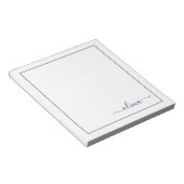 Navy Blue White Modern Script Girly Monogram Naam Notitieblok (Schuin)