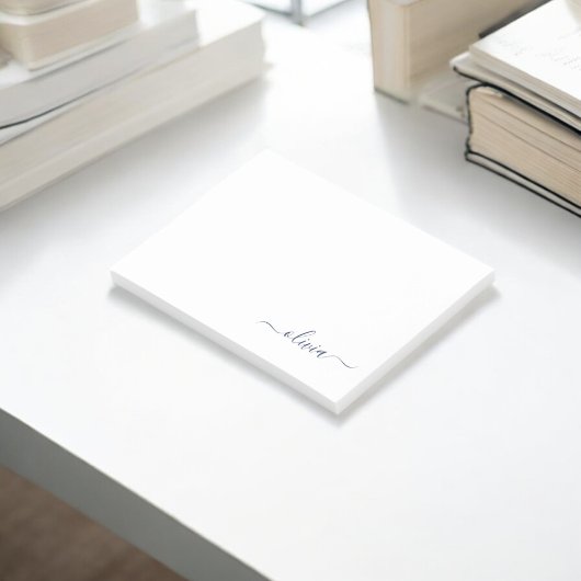 Navy Blue White Modern Script Girly Monogram Naam Post-it® Notes