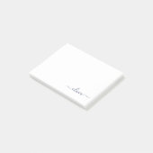 Navy Blue White Modern Script Girly Monogram Naam Post-it® Notes (Schuin)