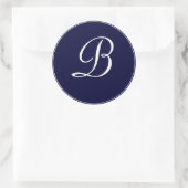 Navy Blue & White Monogram "B" Ronde Sticker (Tas)