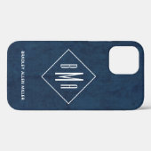 Navy Blue White Monogram, gepersonaliseerd Case-Mate iPhone Case (Achterkant (horizontaal))