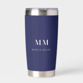 Navy blue white monogram initiaal name geïsoleerde drinkbeker (Voorkant)