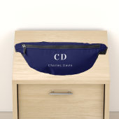 Navy blue white monogram initiaal name heuptasje