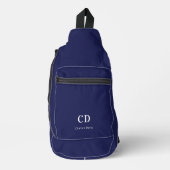 Navy blue white monogram initiaal name sling bag (Voorkant)