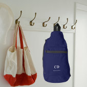 Navy blue white monogram initiaal name sling bag