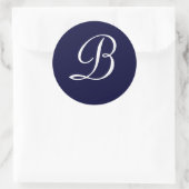 Navy Blue & White Monogram Initiaal Seal "B" Ronde Sticker (Tas)