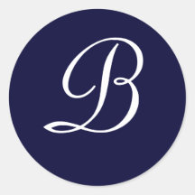 Navy Blue & White Monogram Initiaal Seal "B"