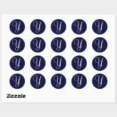 Navy Blue & White Monogram Initiaal zegels "Y" (Vel)