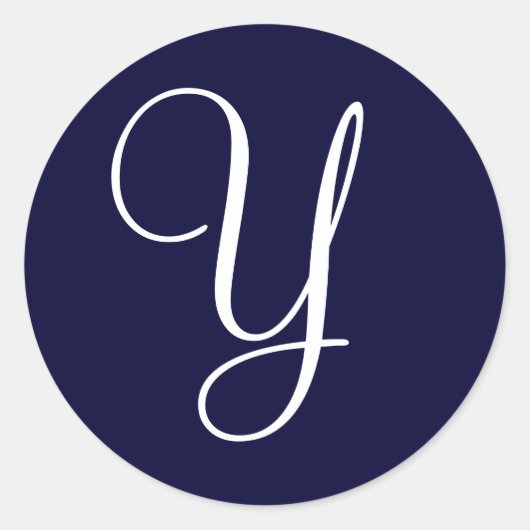 Navy Blue & White Monogram Initiaal zegels "Y" (Voorkant)