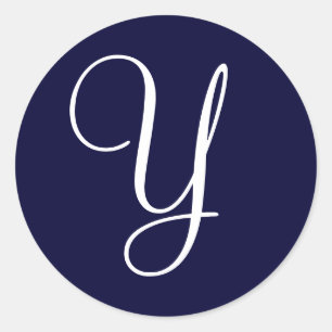 Navy Blue & White Monogram Initiaal zegels "Y"