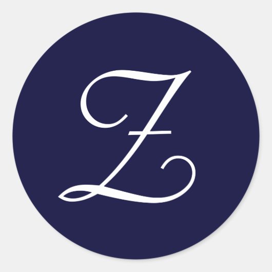 Navy Blue & White Monogram Initiaal zegels "Z" (Voorkant)