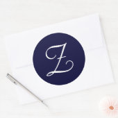 Navy Blue & White Monogram Initiaal zegels "Z" (Envelop)