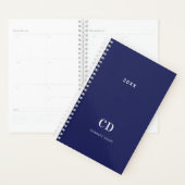Navy blue white monogram name 2022 planner (Display)