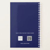 Navy blue white monogram name 2022 planner (Achterkant)