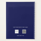 Navy blue white monogram name 2023 planner (Achterkant)