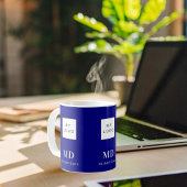 Navy blue white monogram name business logo koffiemok