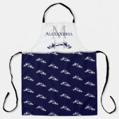 Navy Blue White Monogram Name Lobster Pattern Schort (Voorkant)