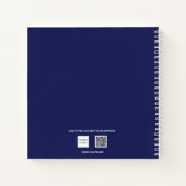 Navy blue white monogram name minimalist notitieboek (Achterkant)
