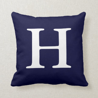 Navy Blue White Monogrammed H Sierkussen