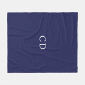 Navy blue white monogrammed initials modern fleece deken (Voorkant (Horizontaal))