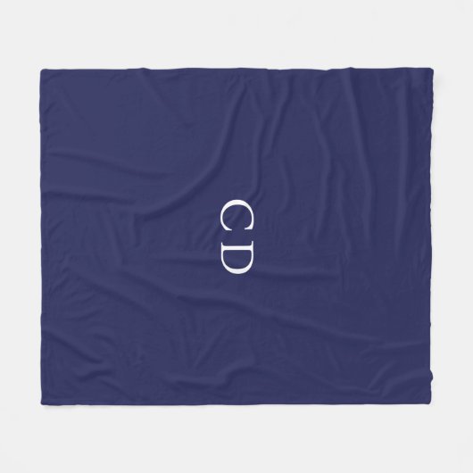 Navy blue white monogrammed initials modern fleece deken (Voorkant (Horizontaal))