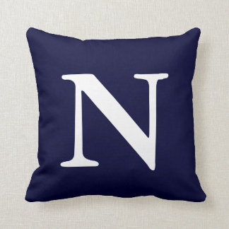Navy Blue White Monogrammed N Sierkussen
