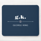 Navy Blue White Monogrammed Target Crosshair Muismat (Voorkant)