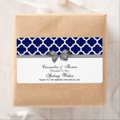 Navy Blue, White Moroccan Grey Party Water Label (Insitu)