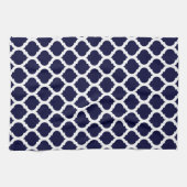 Navy Blue & White Moroccan Pattern Towel Theedoek (Horizontaal)