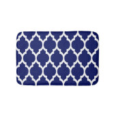Navy Blue White Moroccan Quatrefoil Pattern #4 Badmat (Voorkant)