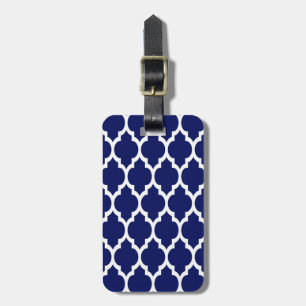 Navy Blue White Moroccan Quatrefoil Pattern #4 Bagagelabel