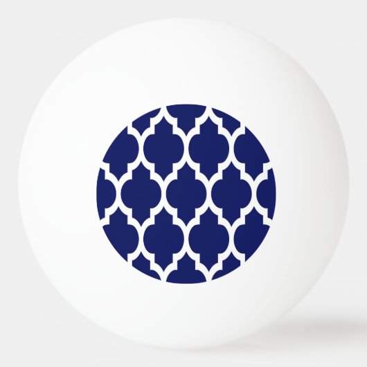 Navy Blue White Moroccan Quatrefoil Pattern #4 Pingpongbal (Voorkant)
