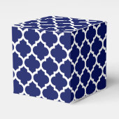 Navy Blue White Moroccan Quatrefoil Pattern #5 Bedankdoosjes (Voorkant Zijde)