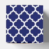 Navy Blue White Moroccan Quatrefoil Pattern #5 Bedankdoosjes (Bovenkant)
