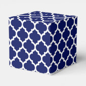 Navy Blue White Moroccan Quatrefoil Pattern #5 Bedankdoosjes (Achterkant)