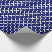Navy Blue White Moroccan Quatrefoil Pattern #5 Cadeaupapier (Hoek)