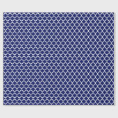 Navy Blue White Moroccan Quatrefoil Pattern #5 Cadeaupapier (Vlak)
