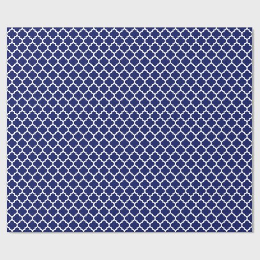 Navy Blue White Moroccan Quatrefoil Pattern #5 Cadeaupapier (Vlak)