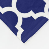 Navy Blue White Moroccan Quatrefoil Pattern #5 Fleece Deken (Hoek)