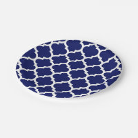 Navy Blue White Moroccan Quatrefoil Pattern #5