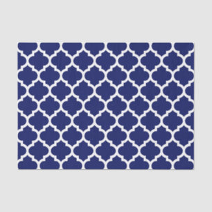 Navy Blue White Moroccan Quatrefoil Pattern #5 Tissuepapier