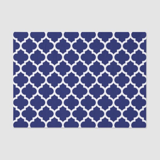 Navy Blue White Moroccan Quatrefoil Pattern #5 Tissuepapier (Voorkant)