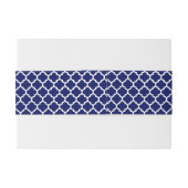 Navy Blue White Moroccan Quatrefoil Pattern #5 Uitnodigingen Wikkel (Achterkant Voorbeeld)